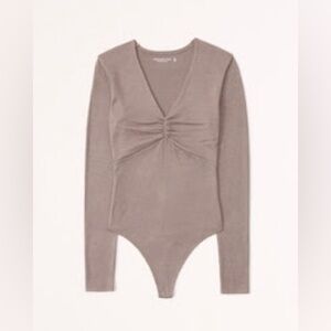 Abercrombie Taupe Cozy V-Neck Bodysuit NWT